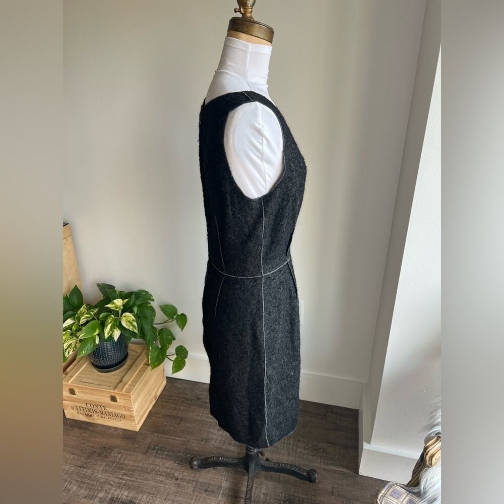 GEORGES RECH BLACK WOOL LEATHER TRIM SLEEVELESS DRESS SIZE SMALL/MEDIUM - Picture 3 of 10
